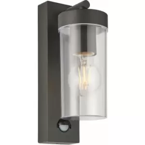 Loops - Modern Outdoor Wall Lantern Light with pir - 15W E27 gls LED - Dimmable