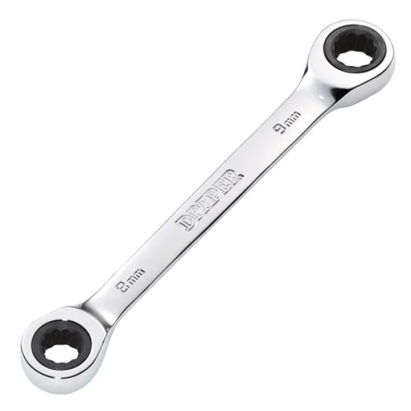 Draper HI-TORQ Metric Double Ratchet Ring Spanner, 8 x 9mm