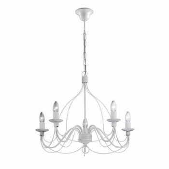 Corte 5 Light Chandelier Antique White Finish, E14