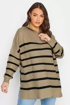 Stripe Quarter Zip Knitted Jumper