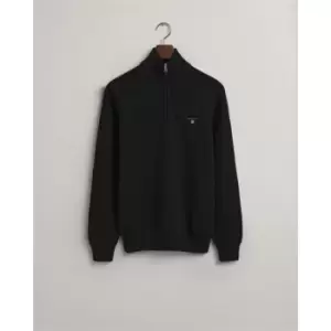 Gant Cotton Half Zip Jumper - Black