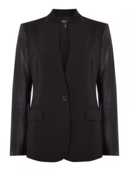 DKNY Wool jacket with contrasting fabric sleeve Black