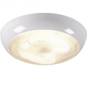 KnightsBridge 16W IP44 Polo Bulkhead With White Base - Prismatic Diffuser