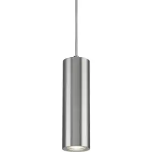 Knightsbridge Dasan Single Long Fixed Round Pendant Brushed Chrome - DAB1FRBC