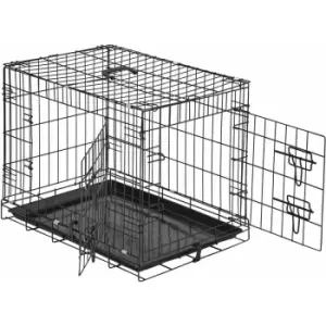 Tectake - Dog crate collapsible - dog cage, pet carrier, puppy crate - 60 x 44 x 51cm - black