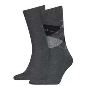 Tommy Bodywear Hilfiger 2 Pack Check Socks Mens - Grey