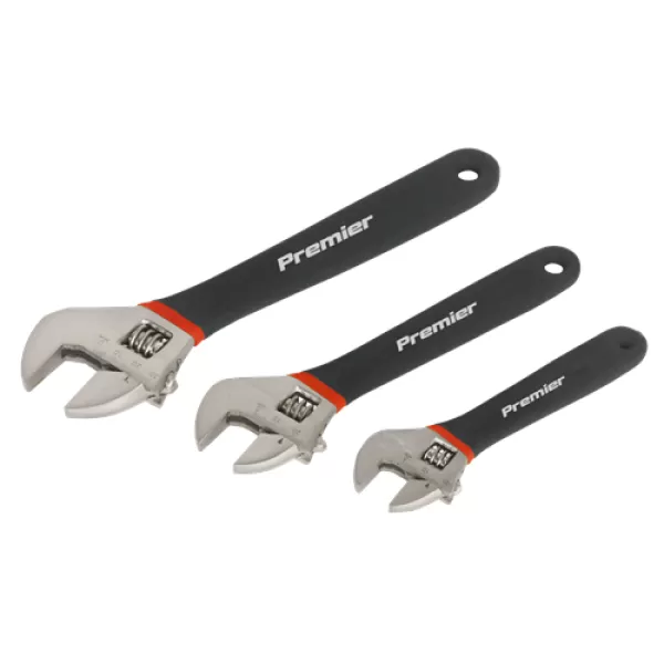 Genuine SEALEY AK907 Adjustable Wrench Set 3pc Ni-Fe Finish