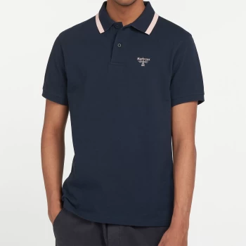 Barbour Beacon Mens Tipped Polo Shirt - Navy - M