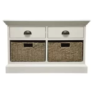 Tocino Ready Assembled 2-Drawer 2-Basket Wooden Storage Unit - White