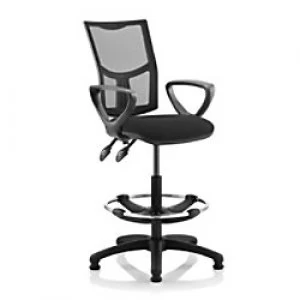 Task Office Chair Eclipse II Lever Mesh Back With Black Fabric Seat With loop Arms And Hi Rise Draughtsman Kit