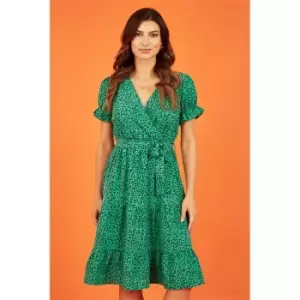 Mela London Green Animal Print Midi Dress - Green