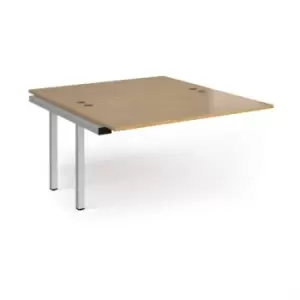 Bench Desk Add On 2 Person Rectangular Desks 1400mm Oak Tops With Silver Frames 1600mm Depth Connex