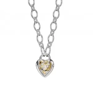 Sterling Silver Heart Locket On Fancy Chain Necklace N4373