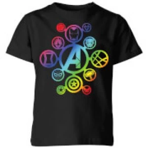 Avengers Rainbow Icon Kids T-Shirt - Black - 9-10 Years