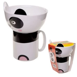 Cute Panda (Pack Of 4) Childrens New Bone China Mug and Bowl Set