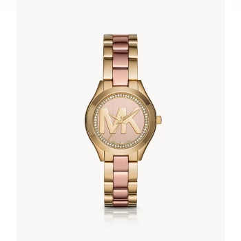 Michael Kors Womens Mini Slim Runway Three-Hand Two-Tone Stainless Steel Watch - Two Tone