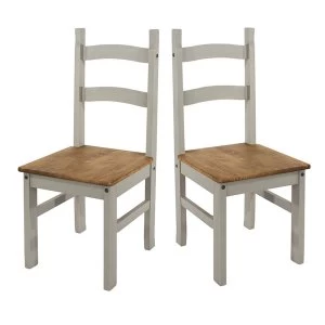 Halea Grey Pair of Solid Pinewood Chairs