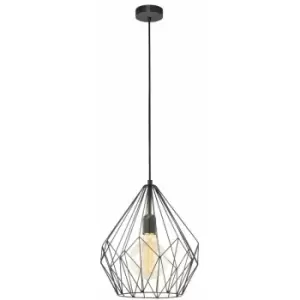 Hanging Ceiling Pendant Light Black Wire Cage 1x 60W E27 Hallway Feature Lamp