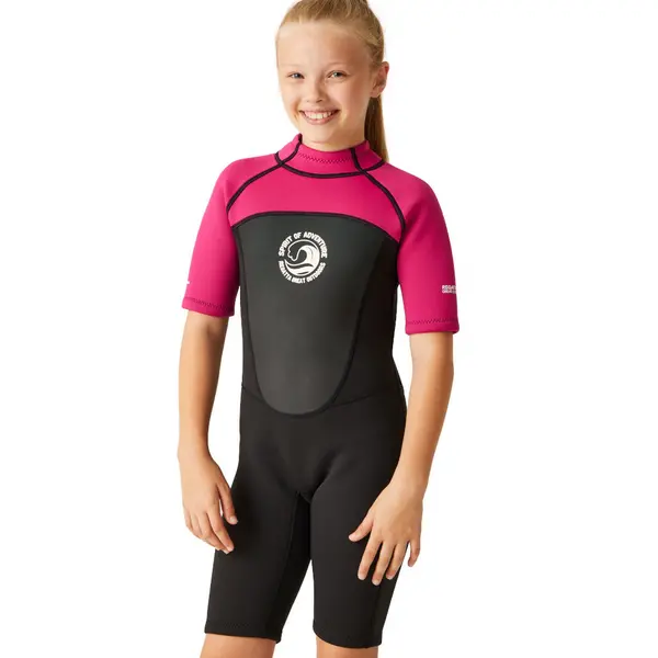 Regatta Boys Shorty Lightweight Comfortable Grippy Wetsuit 14 Years - Chest 86-89cm (Height 164-170cm) Black/Duchess/White RKM023G-D5N-14