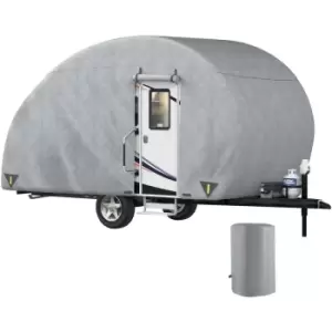 VEVOR Teardrop Trailer Cover, Fit for 8' - 10' Trailers, Upgraded Non-Woven 4 Layers Camper Cover, UV-proof Waterproof Travel Trailer Cover w/ 2