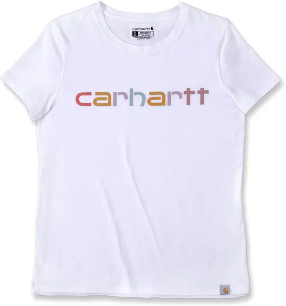 Carhartt Relaxed Fit Lightweight Multi Color Logo Graphic Ladies T-Shirt, white, Size XS for Women