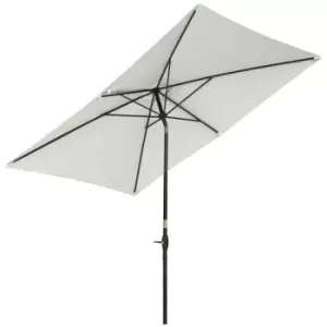 Outsunny 2 x 3m Rectangular Market Umbrella Patio Outdoor Table Umbrellas with Crank & Push Button Tilt, Cream White