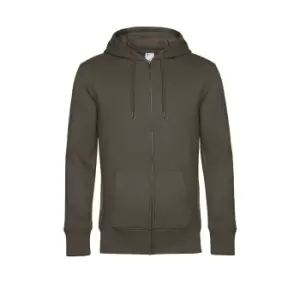 B&C Mens King Zipped Hooded Sweat (S) (Khaki)