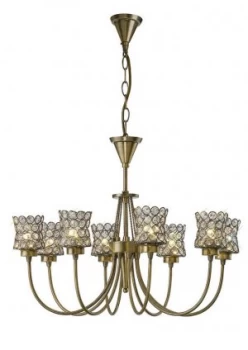 Ceiling Pendant 8 Light Antique Brass, Crystal