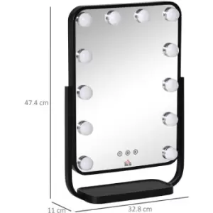 HOMCOM Hollywood Vanity Mirror with Dimmable LED Bulbs, Memory Function Bedroom