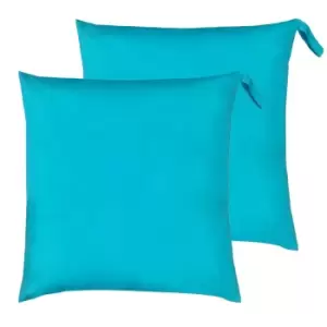 Furn. Plain Outdoor Polyester Filled Floor Cushions Twin Pack Aqua