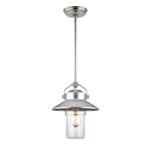 Outdoor IP44 1 Bulb Outdoor Ceiling Pendant Light Painted Brushed Steel LED E27