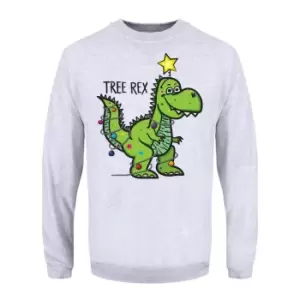 Grindstore Mens Tree Rex Christmas Jumper (L) (Grey)