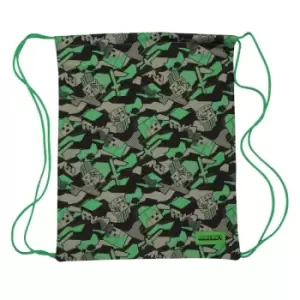 Minecraft - Girls Camo Creeper Gym Bag (One Size) (Green/Black) - Green/Black