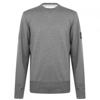 Calvin Klein Jeans Sleeve Badge Crew Sweatshirt - Mid Grey