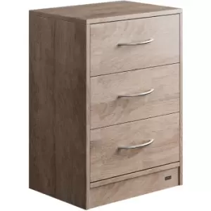 Bedside Table With 3 Drawers 54x39x28cm Cable Routing Wall Mounting Box Spring Bed Bedroom Nightstand Sonoma-Eiche (de) - Casaria