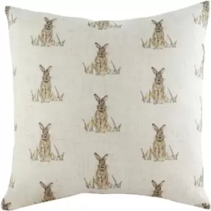 Evans Lichfield Oakwood Hare Repeat Print Cushion Cover (One Size) (Off White/Brown) - Off White/Brown