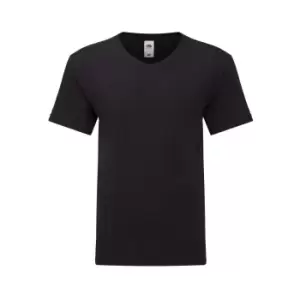 Fruit Of The Loom Mens Iconic 150 V Neck T-Shirt (3XL) (Black)