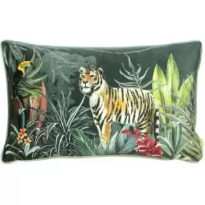 Evans Lichfield Zinara Botanical Piped Edge Cushion Cover, Tiger, 30 x 50 Cm