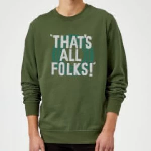 Looney Tunes That's All Folks Sweatshirt - Forest Green - L