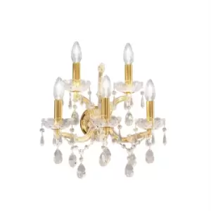 Schonbrunn Crystal Candle Wall Lamp 5 Light 24 Carat Gold