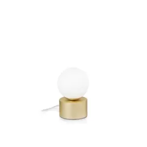 PERLAGE Globe Table Lamp Brass, In-Built Switch, Non-Dim