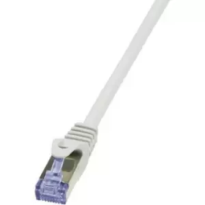 LogiLink CQ3032S RJ45 Network cable, patch cable CAT 6A S/FTP 1m Grey Flame-retardant, incl. detent