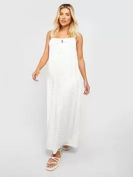 Boohoo Textured Midaxi Smock Dress - White, Size 10, Women