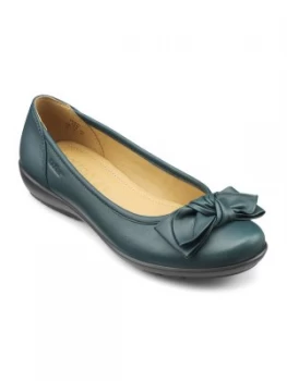 Hotter Jewel Bow Front Ballerina Shoes Blue