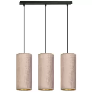 Emibig Bente Black Bar Pendant Ceiling Light with Pink Fabric Shades, 3x E14