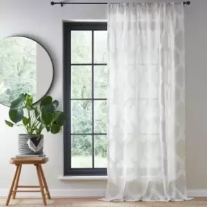 Linara Geometric Slot Top Voile Curtain Panel, Natural, 55 x 72" - Fusion