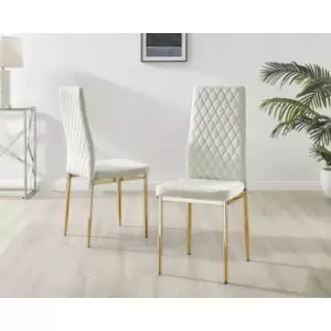 Set of 6 Furniturebox Cream Velvet Milan Dining Chairs With Gold Legs