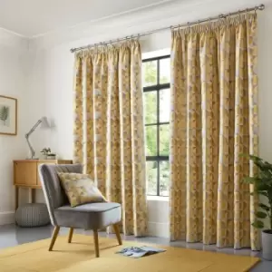 Skandi Lined Pencil Pleat/Taped Top Curtains (Ochre, 46 x 72 (117 x 183cm)) - Ochre - Alan Symonds