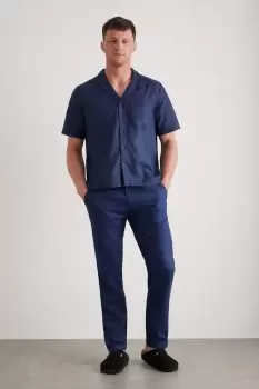 Mens Navy Linen Trousers