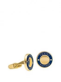 Tommy Hilfiger Gold Tone And Blue Detail Cufflinks